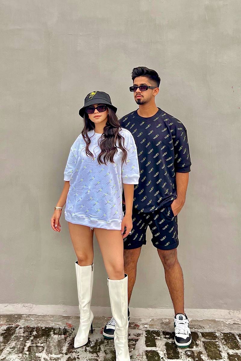 BLACK MONOGRAM SHORTS