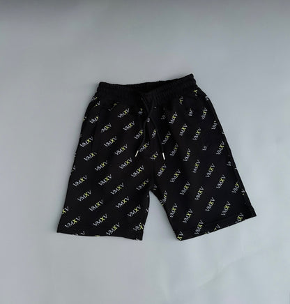 BLACK MONOGRAM SHORTS