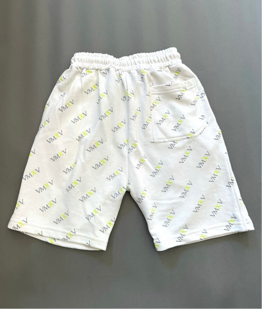 WHITE MONOGRAM SHORTS